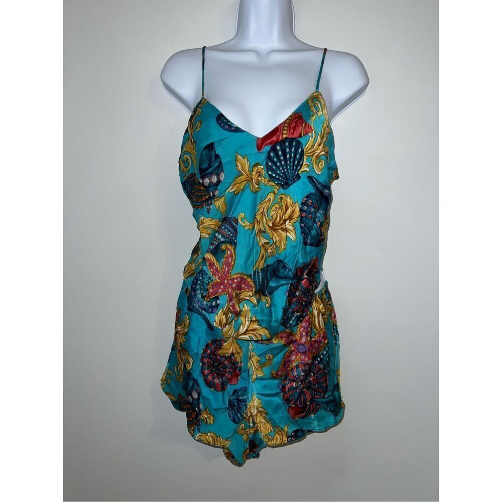 100% Silk Victoria’s Secret Seashells Ocean Pajama Set - Picture 1 of 10